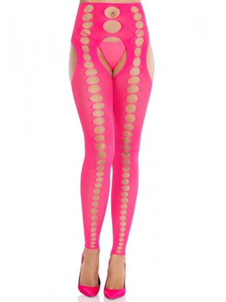 Collant traforati footless in nero e rosa acceso Leg Avenue in vendita su Tangamania Online