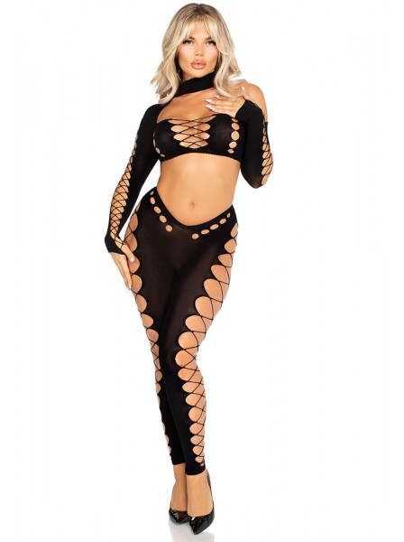 Top corto con leggings e tagli cut-out Leg Avenue in vendita su Tangamania Online