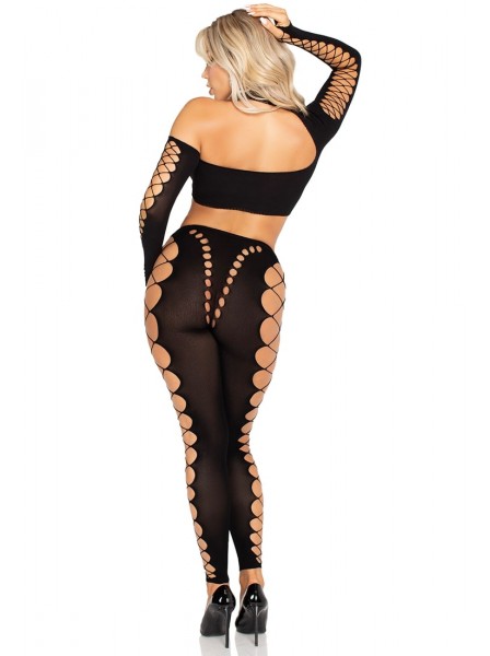 Top corto con leggings e tagli cut-out Leg Avenue in vendita su Tangamania Online