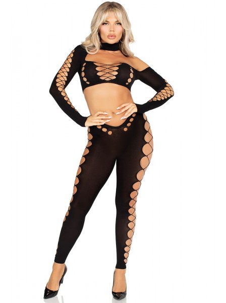 Top corto con leggings e tagli cut-out Leg Avenue in vendita su Tangamania Online