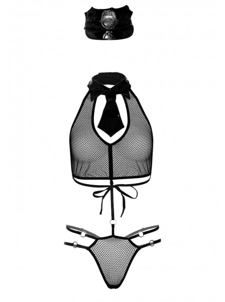 Set costume poliziotta in rete con cravatta e cappello Daring Intimates in vendita su Tangamania Online