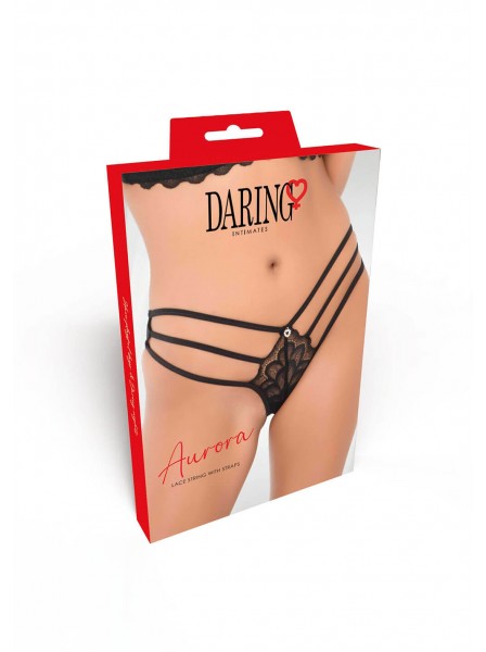 Tanga in pizzo con stringhe – disponibile nero o rosso Daring Intimates in vendita su Tangamania Online