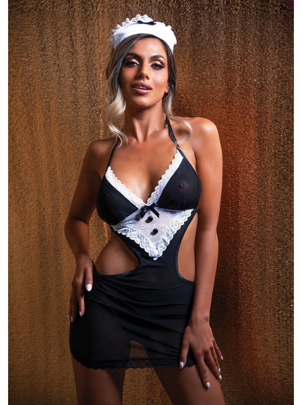 Completo French Maid con pizzo e cuffietta Daring Intimates in vendita su Tangamania Online