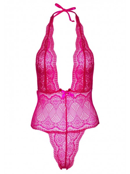 Body in pizzo fucsia Heart Lace con apertura posteriore Daring Intimates in vendita su Tangamania Online