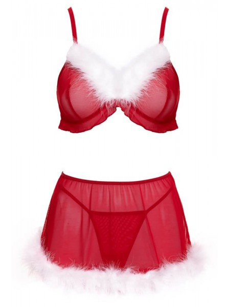 Lingerie natalizia 3 pezzi rosso con piume – Cottelli Cottelli Lingerie in vendita su Tangamania Online