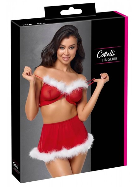 Lingerie natalizia 3 pezzi rosso con piume – Cottelli Cottelli Lingerie in vendita su Tangamania Online