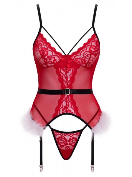 Completo rosso X-Mas in rete e pizzo con piume – Cottelli Cottelli Lingerie in vendita su Tangamania Online