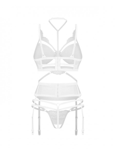 Set bianco con dettagli ricamati e reggicalze – Premisis White Obsessive Lingerie in vendita su Tangamania Online