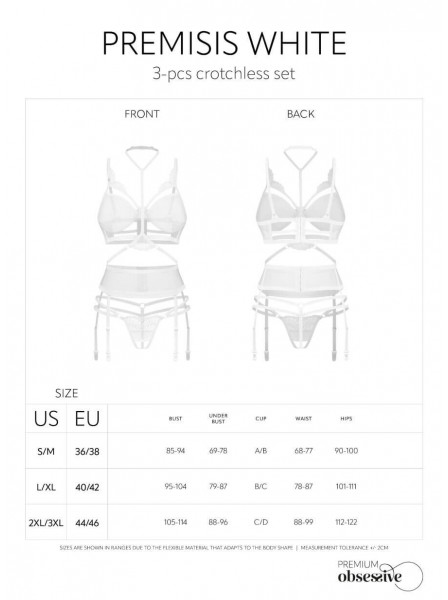 Set bianco con dettagli ricamati e reggicalze – Premisis White Obsessive Lingerie in vendita su Tangamania Online