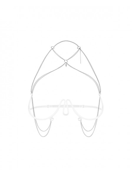 Harness bianca moderna con catene gioiello – Lustique White Obsessive Lingerie in vendita su Tangamania Online