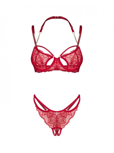 Completino rosso aperto in pizzo Matildea – Obsessive Obsessive Lingerie in vendita su Tangamania Online