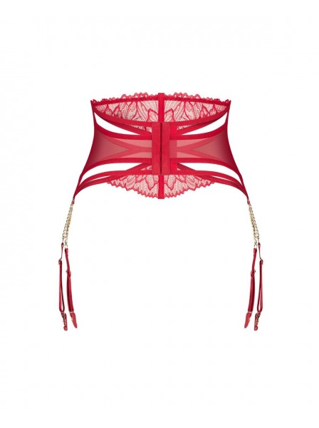 Reggicalze rosso in pizzo con catene dorate – Obsessive Matildea Obsessive Lingerie in vendita su Tangamania Online