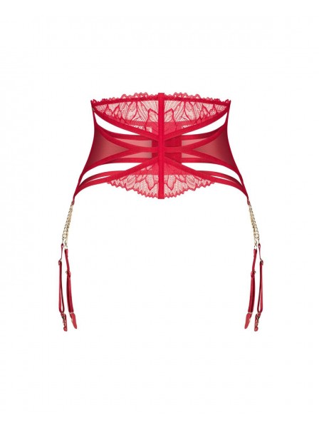 Reggicalze rosso in pizzo con catene dorate – Obsessive Matildea Obsessive Lingerie in vendita su Tangamania Online