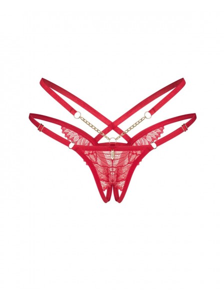 Perizoma aperto rosso con catene dorate – Obsessive Matildea Obsessive Lingerie in vendita su Tangamania Online
