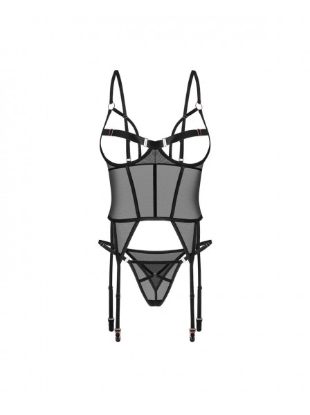 Corsetto nero trasparente con tanga – Obsessive Euridia Obsessive Lingerie in vendita su Tangamania Online
