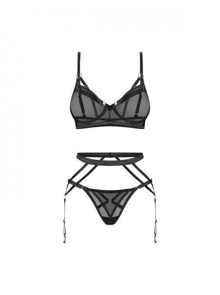 Completo Intimo nero 3 pezzi con reggicalze – Obsessive Euridia Obsessive Lingerie in vendita su Tangamania Online