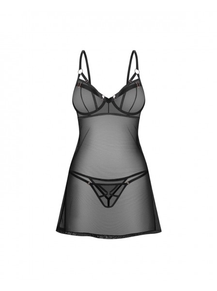 Sottoveste nera trasparente con perizoma Euridia – Obsessive Obsessive Lingerie in vendita su Tangamania Online
