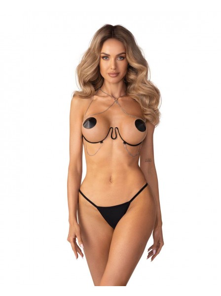 Harness nera moderna con catene gioiello – Lustique Black Obsessive Lingerie in vendita su Tangamania Online