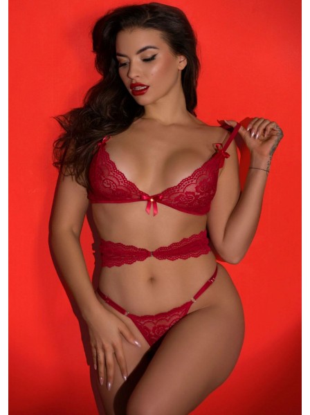 Lace Dreams set 3 pezzi rosso in pizzo – Darings Daring Intimates in vendita su Tangamania Online