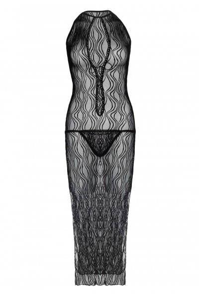 Elegante abito lungo in pizzo nero Leg Avenue in vendita su Tangamania Online