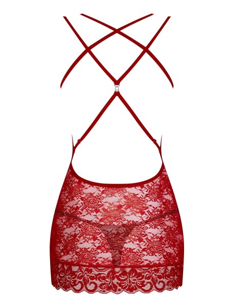 860 chemise e perizoma in pizzo rosso Obsessive Lingerie in vendita su Tangamania Online