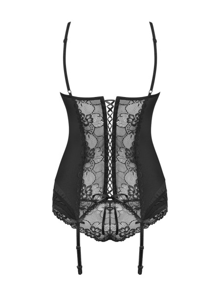 Heartina corsetto e perizoma nero Obsessive Lingerie in vendita su Tangamania Online